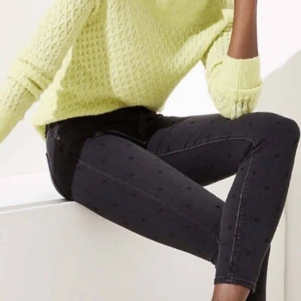 LOFT Faded Black Polka Dot Skinny Jeans - Picture 2 of 7